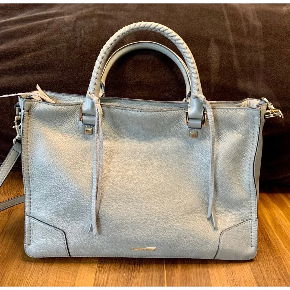 REBECCA MINKOFF Colorblock Chevron Satchel Big Regan Handbag Leather Purse Bag - Picture 2 of 14